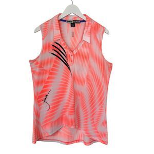 Jamie Sadock Flowy Neon Golf Stretch Tank Top Shark Bite Light Pristine Large